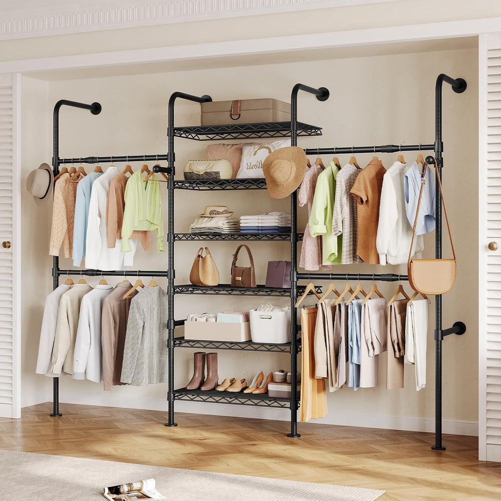 Closet Organizers and Storage, 3-Row Heavy Duty Garment Rack Clothes Rack for...