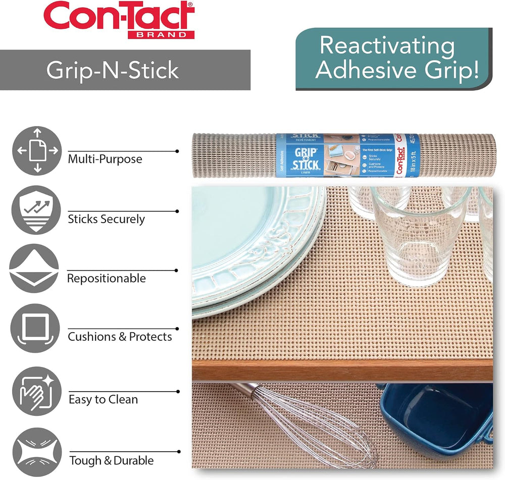 Con-Tact Brand Grip-N-Stick Durable Self-Adhesive Non-Slip Shelf and Drawer L...