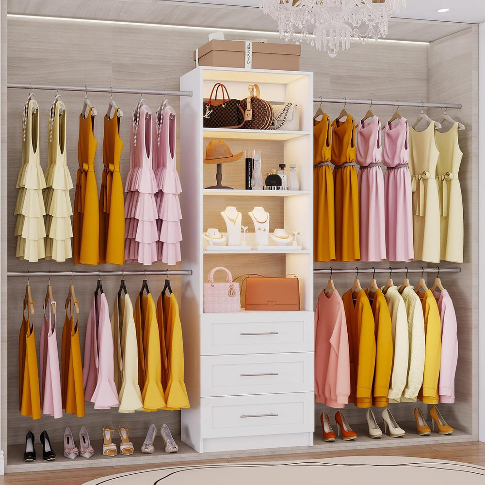 Closet System with Drawers, 4FT-9FT Modular Closet Organizer System with 4 Ex...