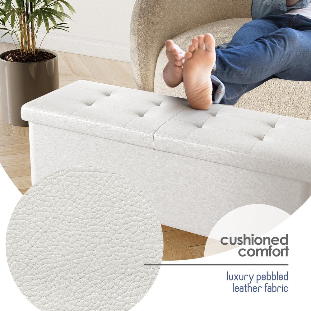 Storage Ottoman Bench with Bins, 43-in Storage Bench for Bedroom End of Bed, ...