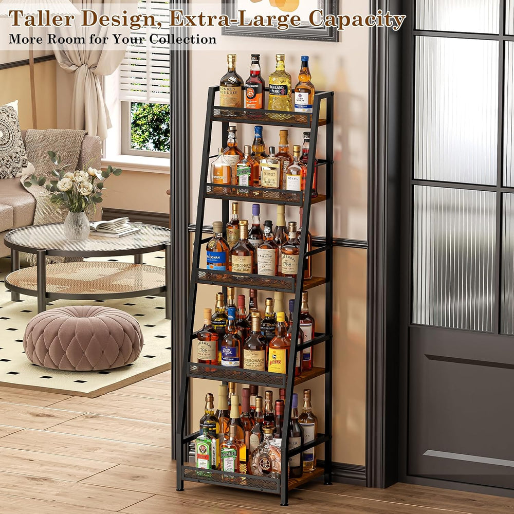 5-Tier Trapezoid Liquor Cabinet for Home Bar,Large-Capacity Liquor Stand