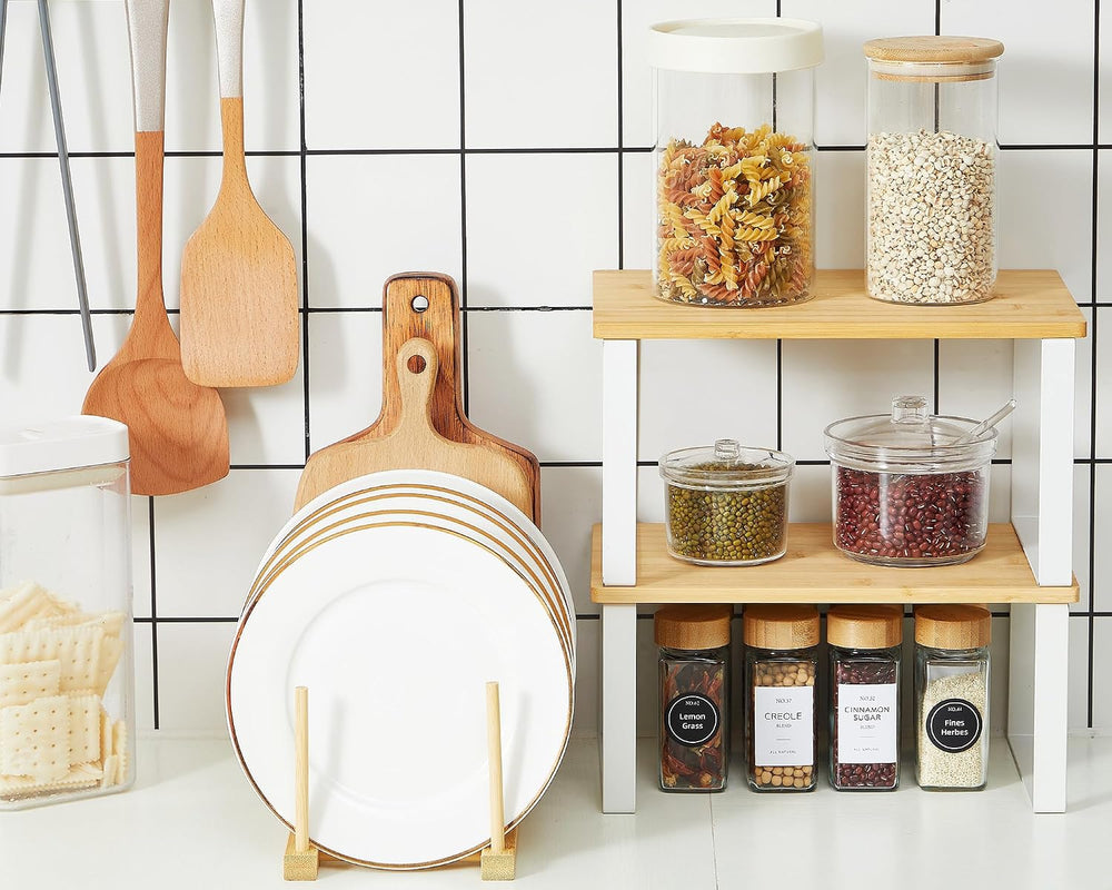4 Pcs Kitchen Organizer Accessories Set for Cabinet, Wood, 11.8 x 7.9''