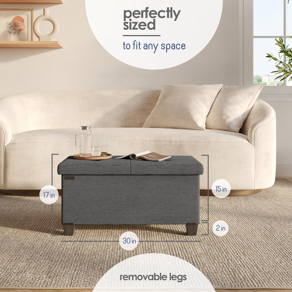 Storage Ottoman Bench with Bins, 30-in Storage Bench for Bedroom End of Bed, ...