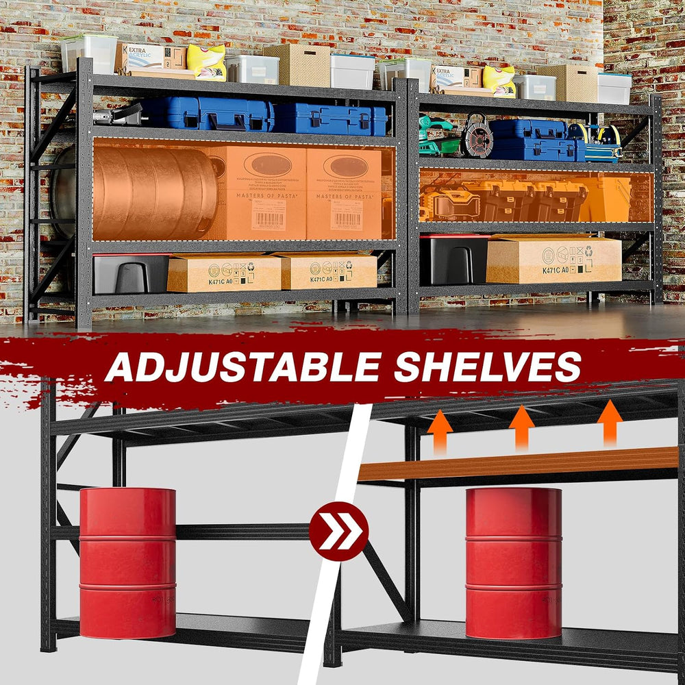 Fesbos 9000LBS Metal Steel Storage Shelves - 75" W Black 4 Tier Heavy Du...