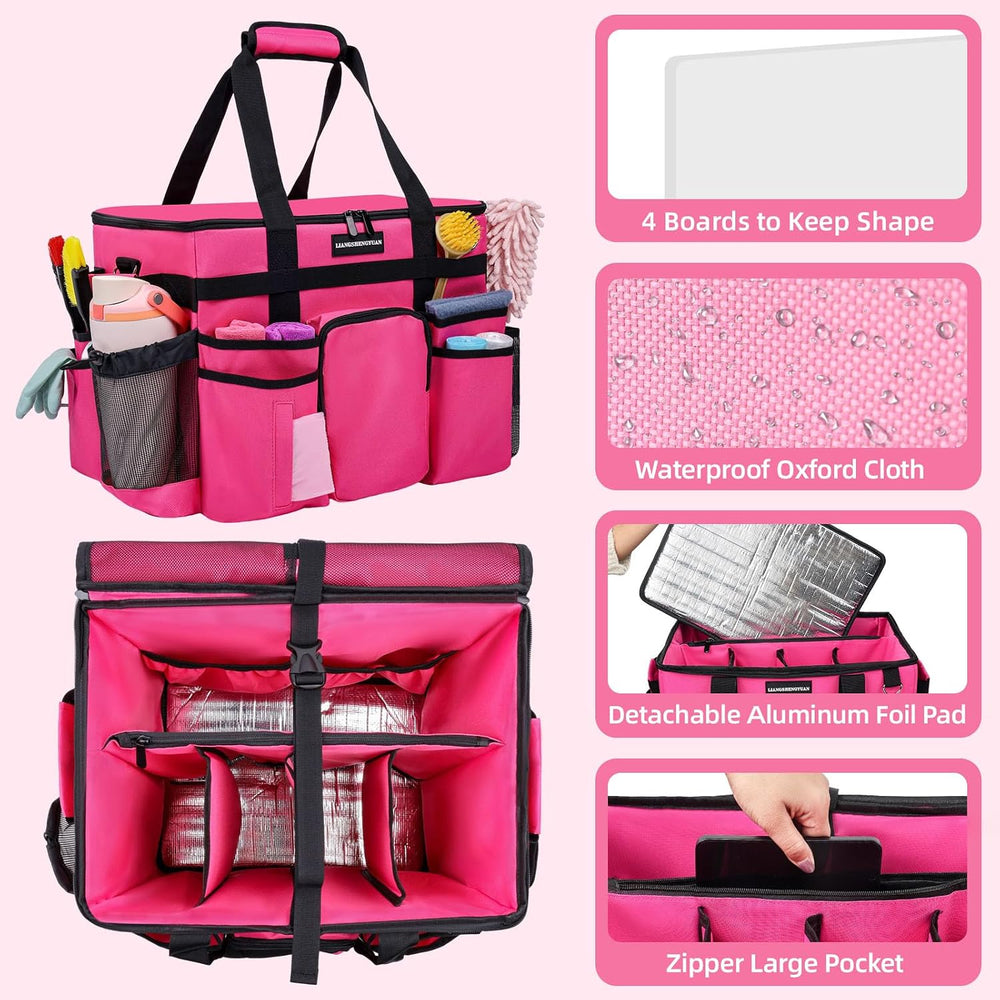 Large Rolling Cleaning Caddy Bag, Cleaning Caddy with Wheels with Detachable ...
