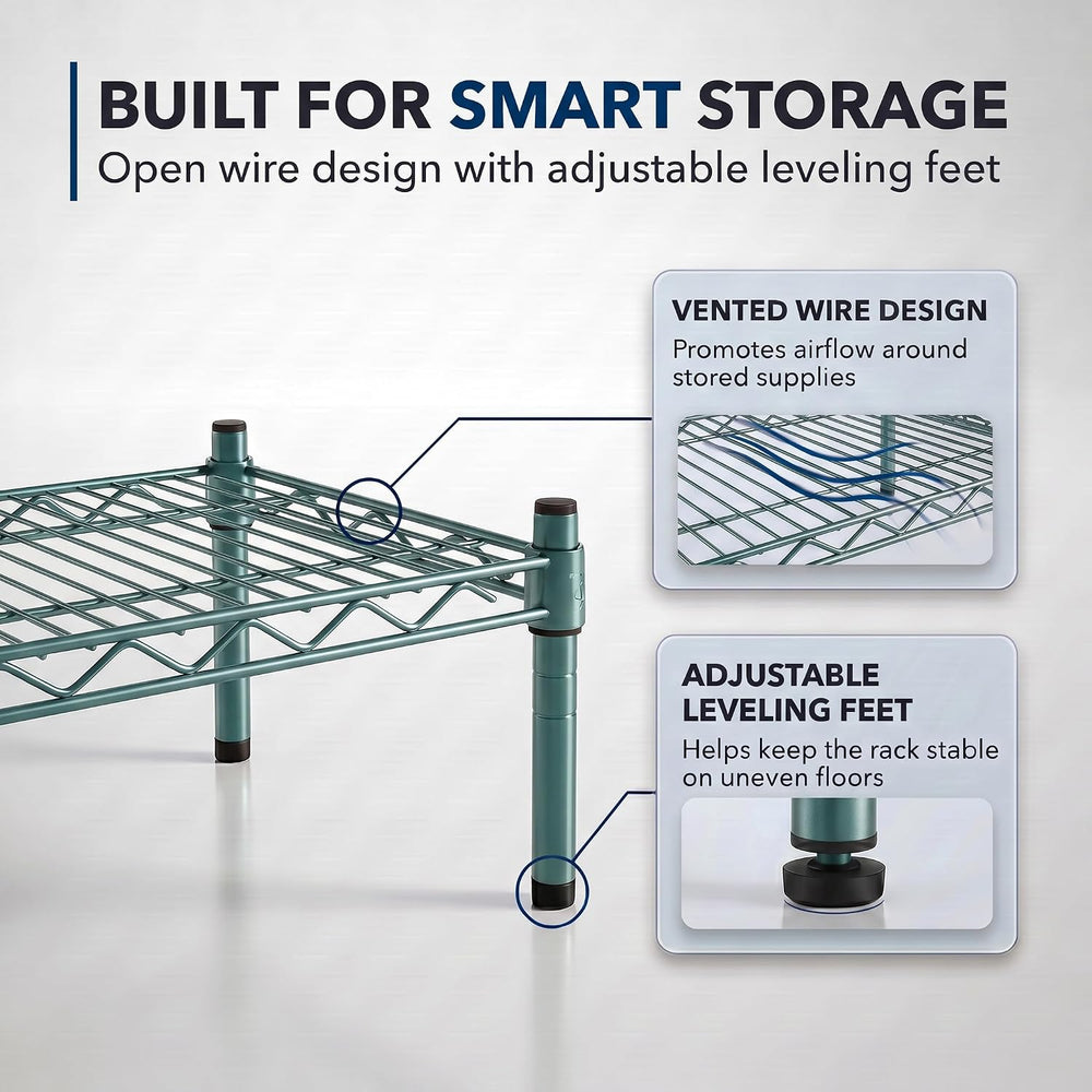Green Epoxy Wire Storage Shelf, Dunnage Rack, Commercial 1 Tier Small Shelf, ...