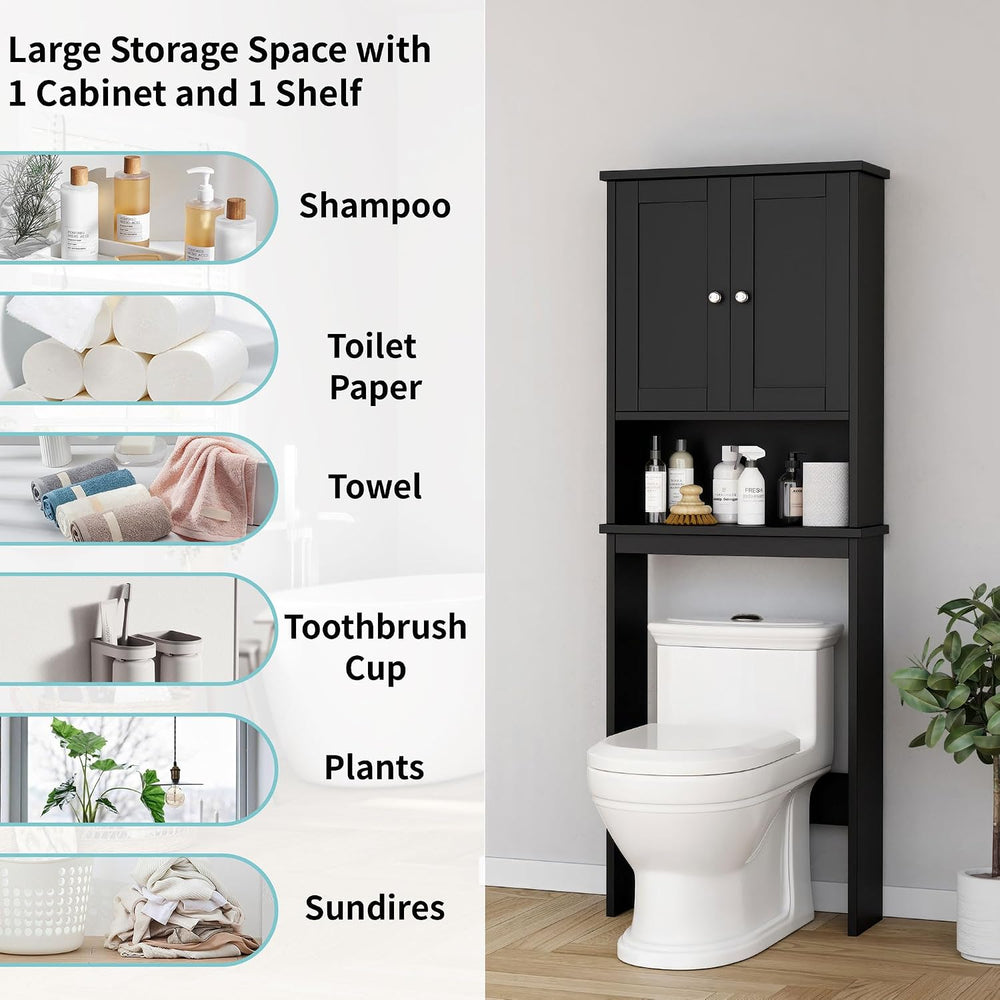 Shintenchi Over the Toilet Storage Cabinet, Bathroom Shelf, Black