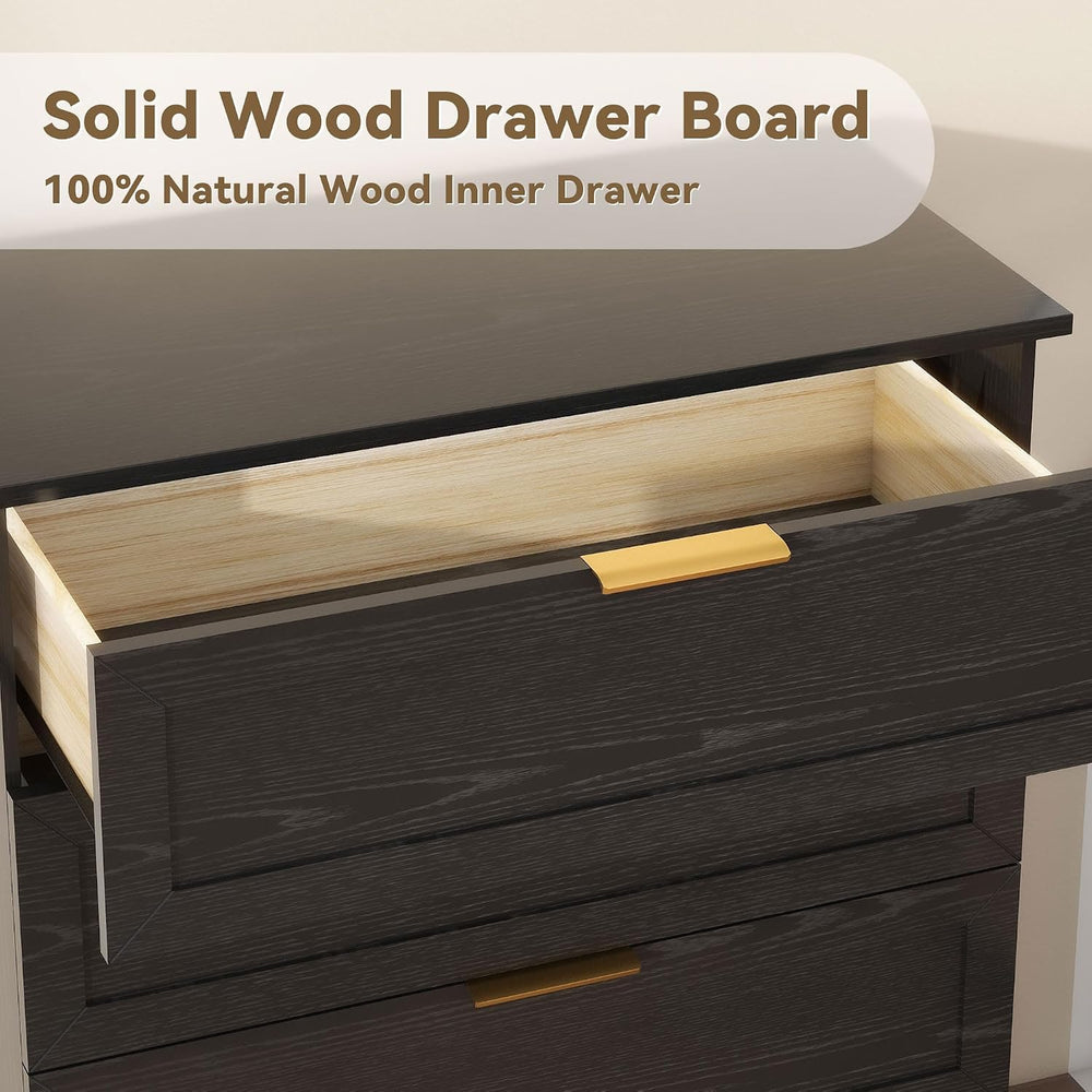 FTZxHKLX Modern Wide Wooden Chest of Drawers, Dresser for Closet, Black