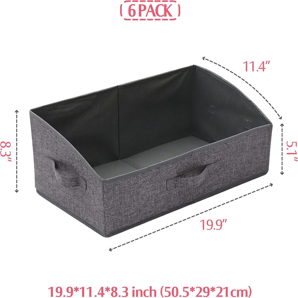 TENABORT 6 Pack Trapezoid Large Foldable Closet Storage Bins with Handle, Fab...