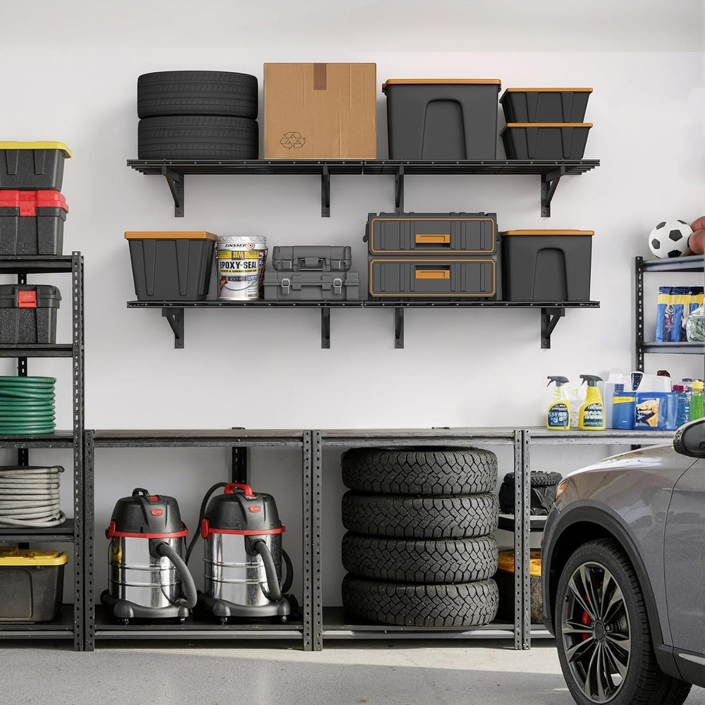 Jusgym 4 Pack Wall Mounted Garage Shelving, 2x3ft, 1400lbs Integrated Grid