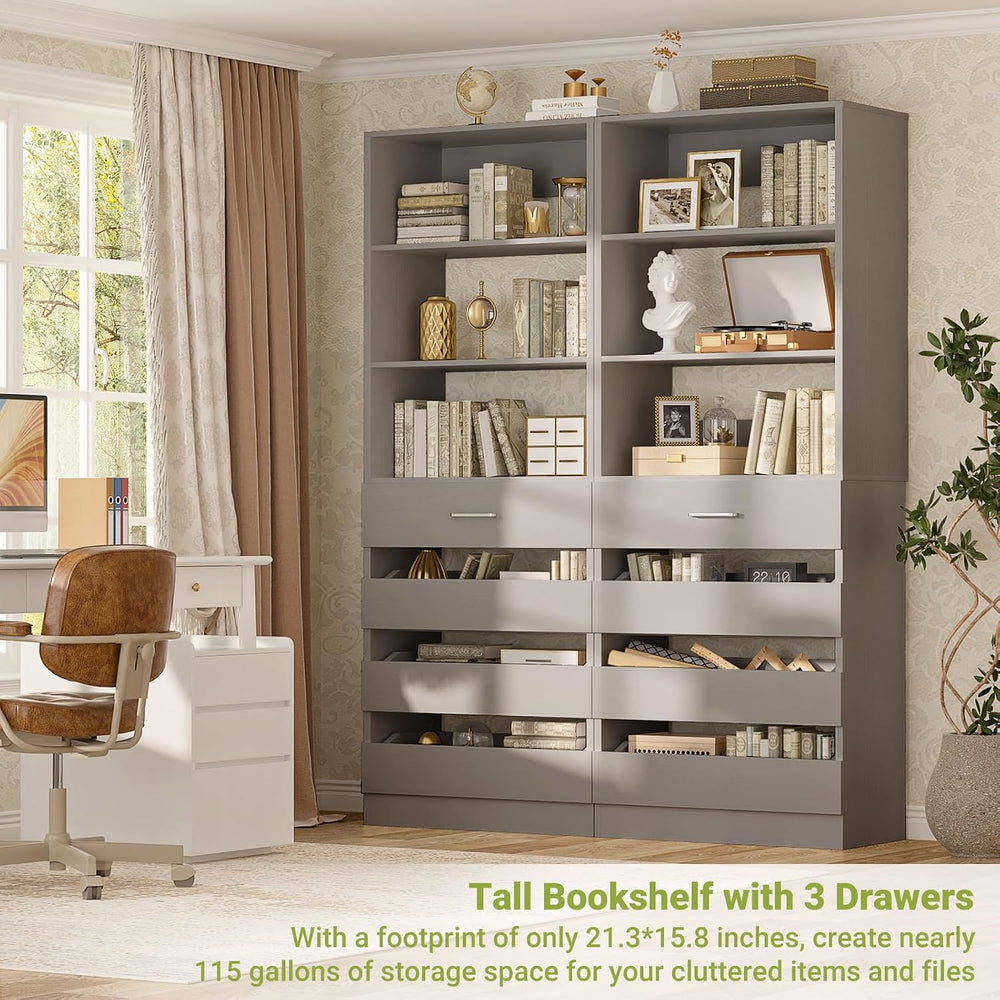 Aheaplus 21.3" Closet System with 4 Drawers, Wood Closet Organizer, Grey