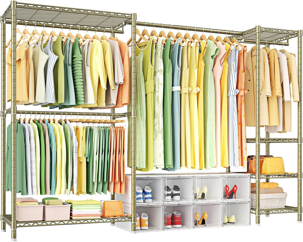 Ulif E10 Clothes Rack(With Stretchable Hanger Rod)Freestanding Clothing Racks...