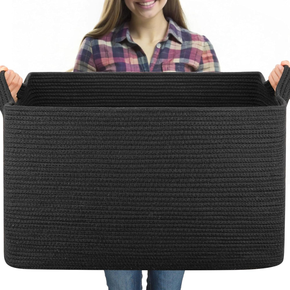 OIASKET 95L Extra Large Blanket Basket, 24" x 16.9" x 14.2" Wo...