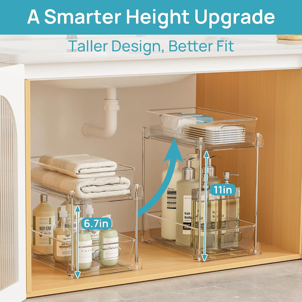 Vtopmart 4 Pack Taller Pull Out Bathroom Under Sink Organizer (S-Higher)