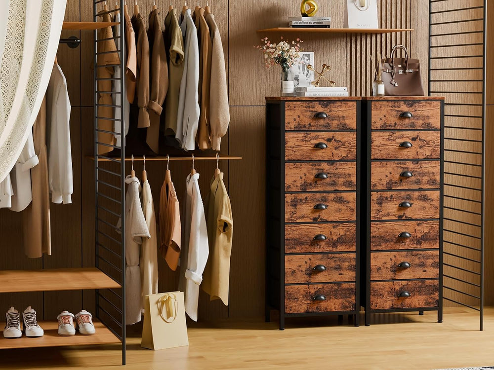 Furnulem Dresser for Bedroom, 7 Drawers Tall Chest of Drawers