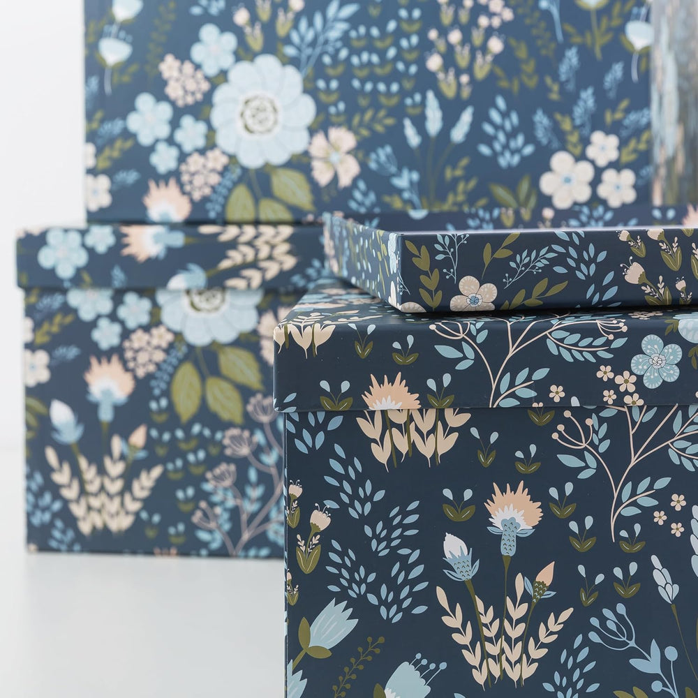 Soul & Lane - Nightfall Bloom Decorative Storage Boxes with Lids, Set of 3