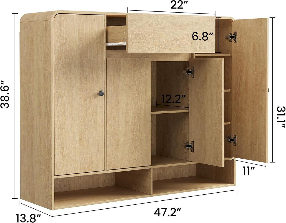 Garvee Shoe Cabinet with 4 Doors and 1 Drawer, Freestanding Wood Shoe Storage...