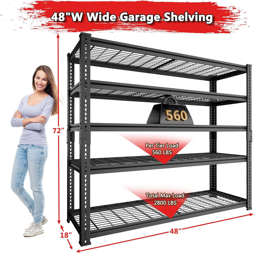 Storage Shelves, Garage Shelving Heavy Duty 2800 LBS Capacity, 48"L x 18...