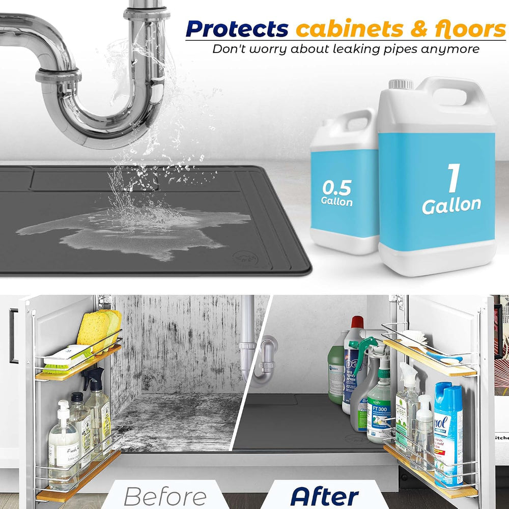 The Original Under Sink Mat - Silicone Waterproof mat, Trimmable, Easy to Cle...