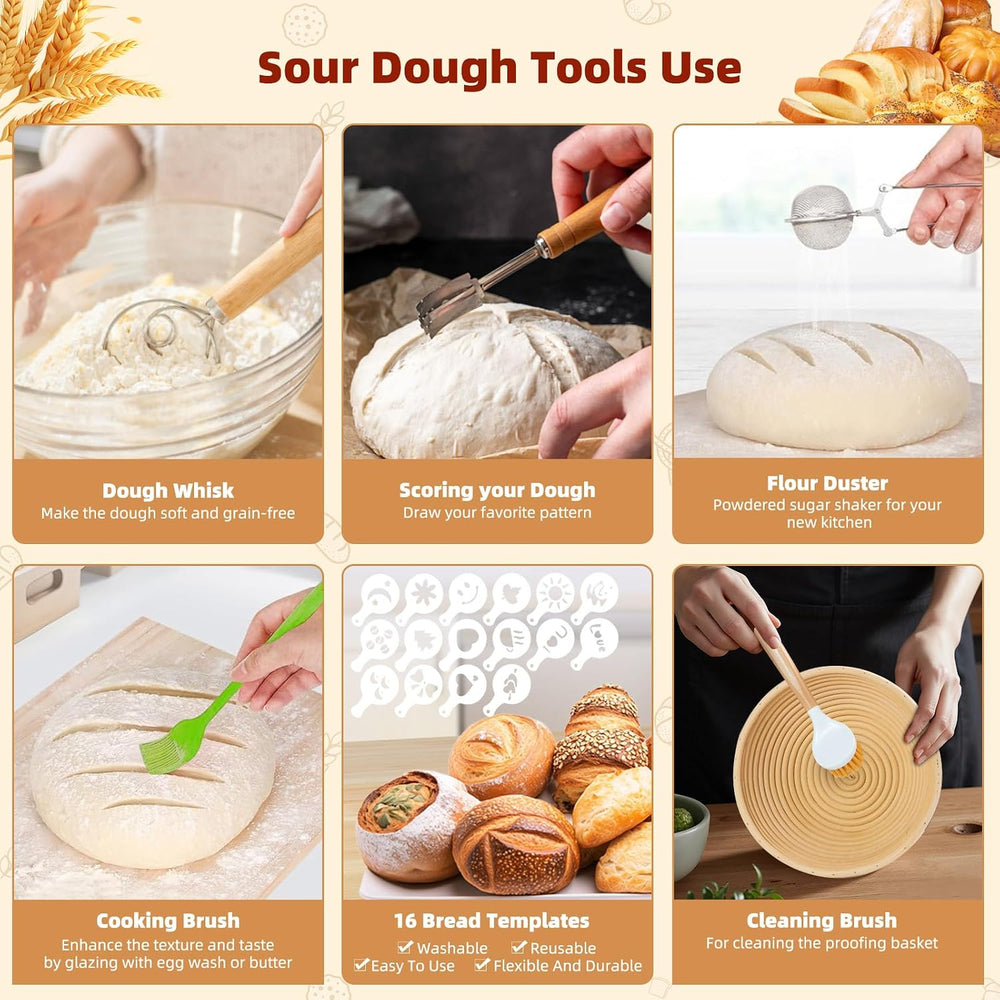 Bread proofing baskets for sourdough 19-Piece Set ,9" Round & 10&quo...