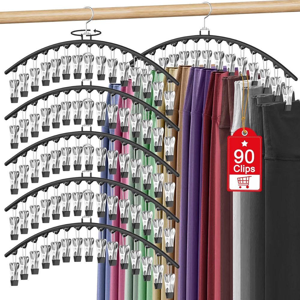 6 Pack Legging Organizer for Closet Hanging, Pants Hangers with Clips Metal
