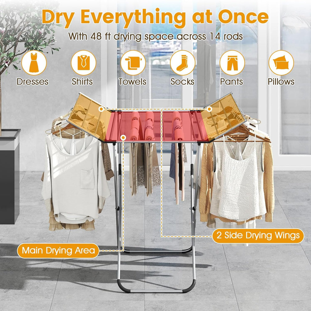 Giantex Foldable Clothes Drying Rack, Freestanding Aluminum Laundry Drying Ra...