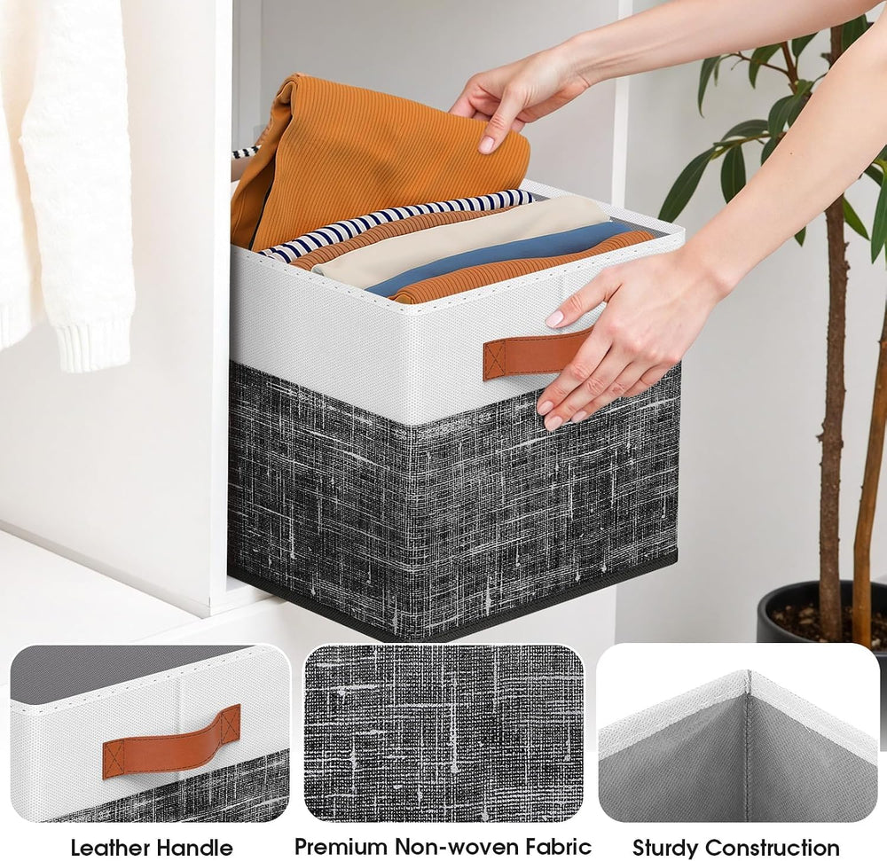 Fab totes Collapsible Storage Baskets for Shelves,14"x10", 8 Pack F...
