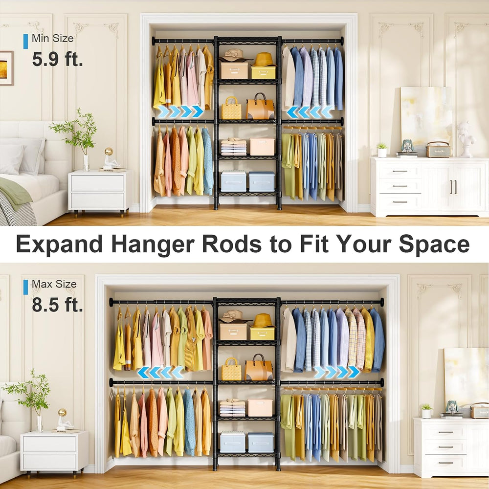 Ulif M2 Wall Mounted Closet System, Black Clothes Rack Mount onto the Wall