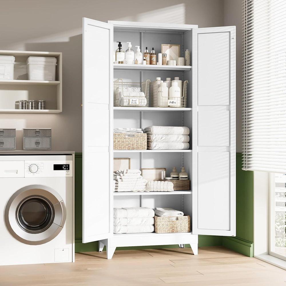 Letaya 75" H Metal Storage Cabinet with 2 Doors and 4 Shelves,Tall Kitch...