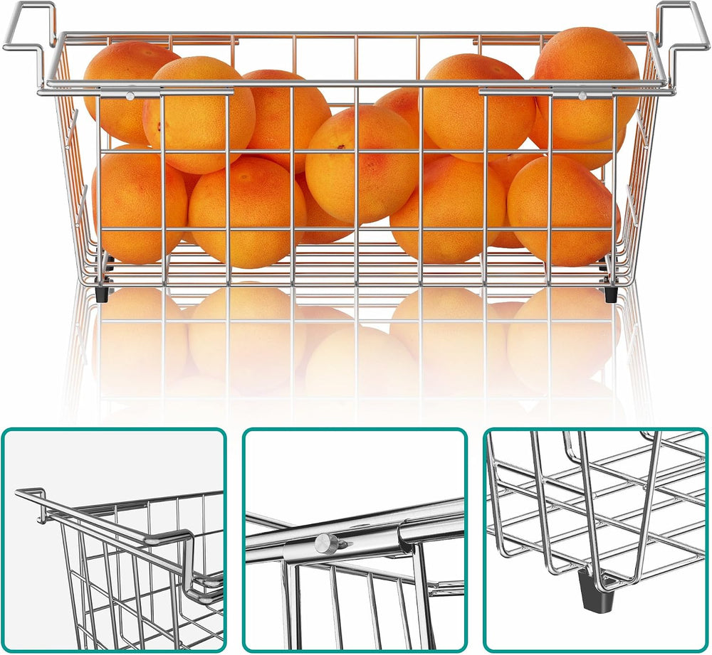 SANNO Chest Freezer Baskets, Stainless Steel Storage Organizer Bins with Stur...