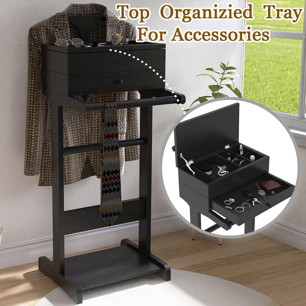Wood Mens Valet Stand,Freestanding Suit Stand&Clothes Butler Valet Stand ...