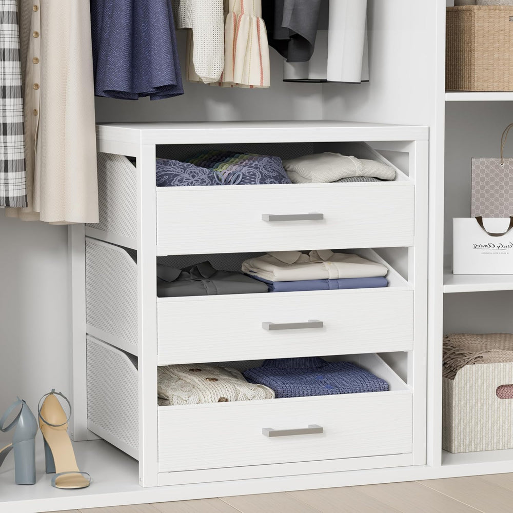 BOLUO Closet Drawers White 3 Drawer Dresser for Closet Organizers and Storage...