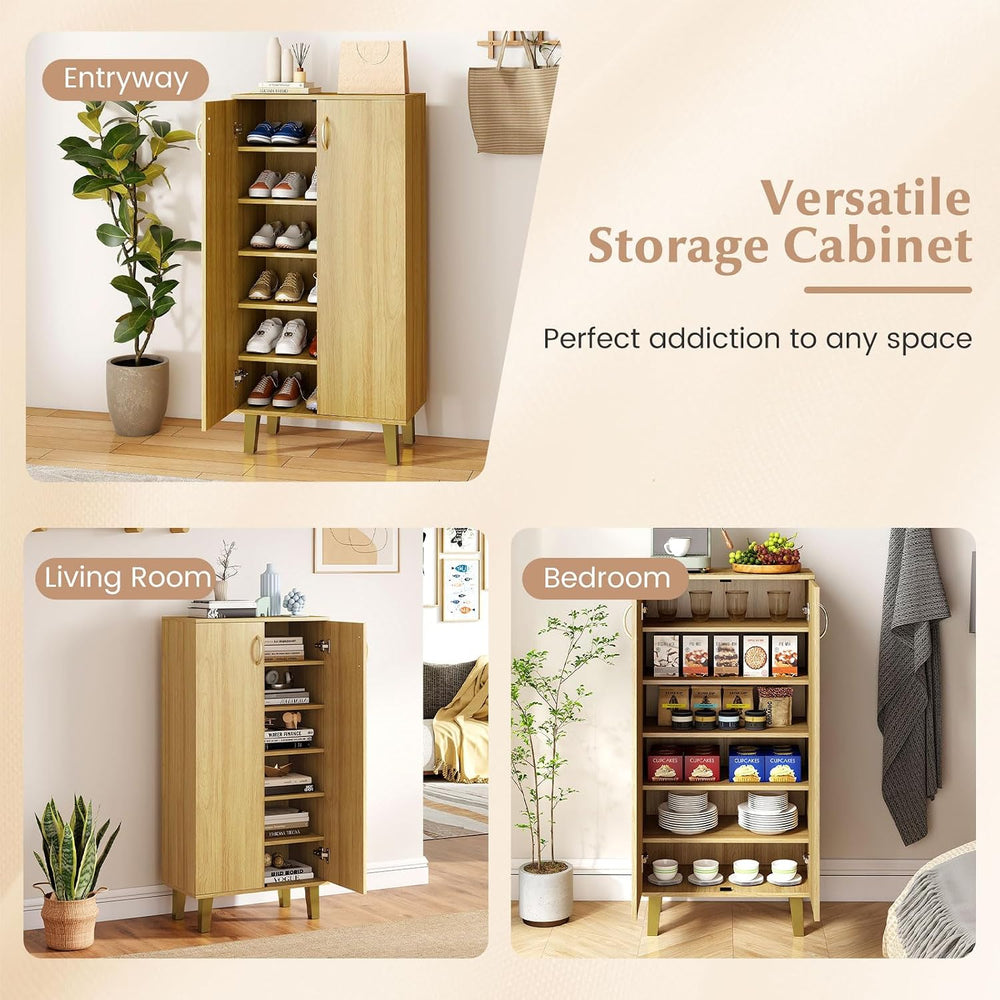 GIANTEX Shoe Cabinet with Doors, 48" Tall Shoe Rack Organizer Cabinet