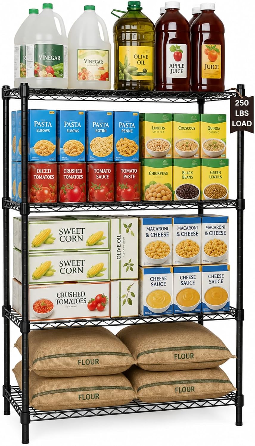 Displays By Jack 4 Tier Wire Shelving Unit Storage Rack, Metal Heavy Duty Uti...
