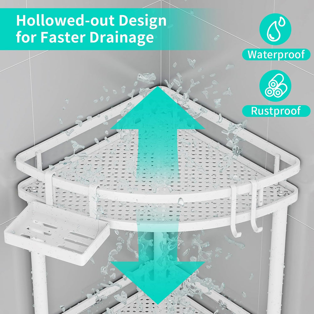 HapiRm Standing Corner Shower Caddy - 2 Tier Shower Organizer Corner with Soa...