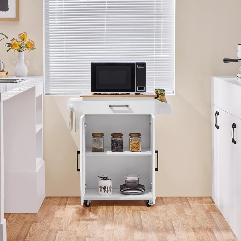 Yaheetech 32" W Kitchen Island Cart with Storage, Adjustable Shelf, White