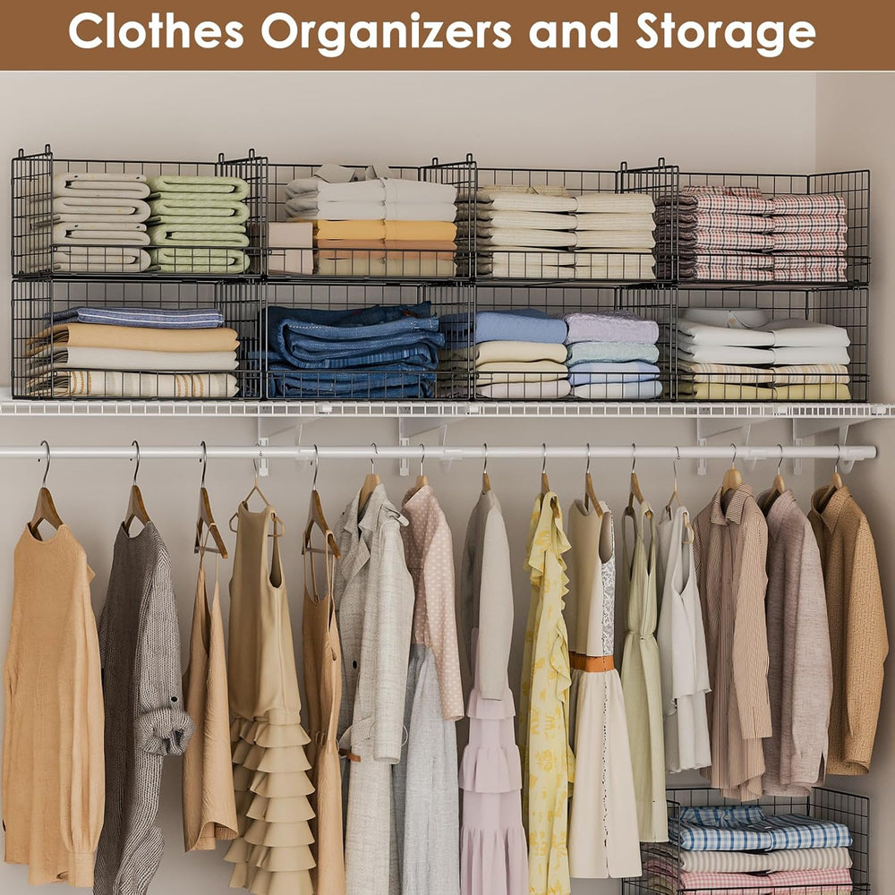 Yociyoga 3-Tier Stackable Closet Organizers and Storage Shelves, Foldable Clo...
