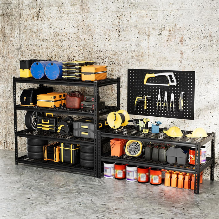 4-Tier 60" W X 24" D X 60" H Garage Shelves 2800LBS Heavy Duty Shelving Adjustable Basement Storage Garage Shelf Metal Storage Rack Shelving Units Industrial Shelving(Black)