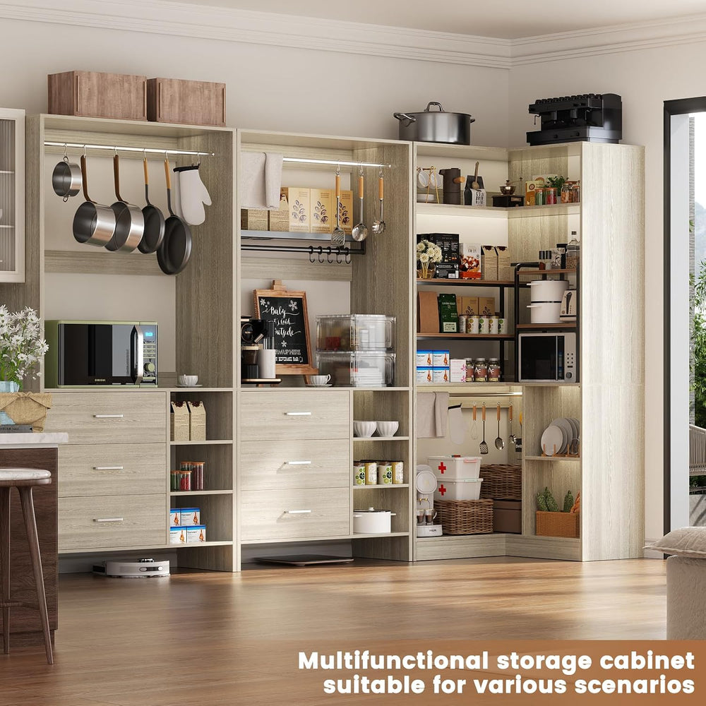 Aheaplus Closet System with 6 Drawers, 4 Hanging Rods & Corner Tower, Cor...