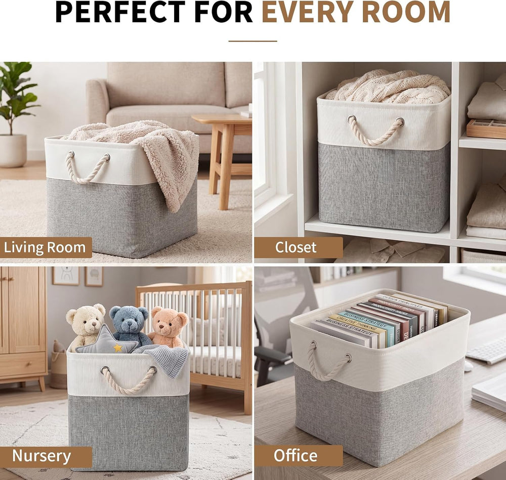 13×15×13 Inch Foldable Fabric Storage Basket with Handles