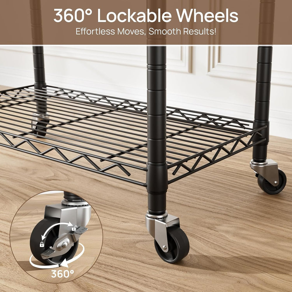 Golpart Heavy Duty Rolling Clothes Rack Wheels Portable Metal Garment Rack