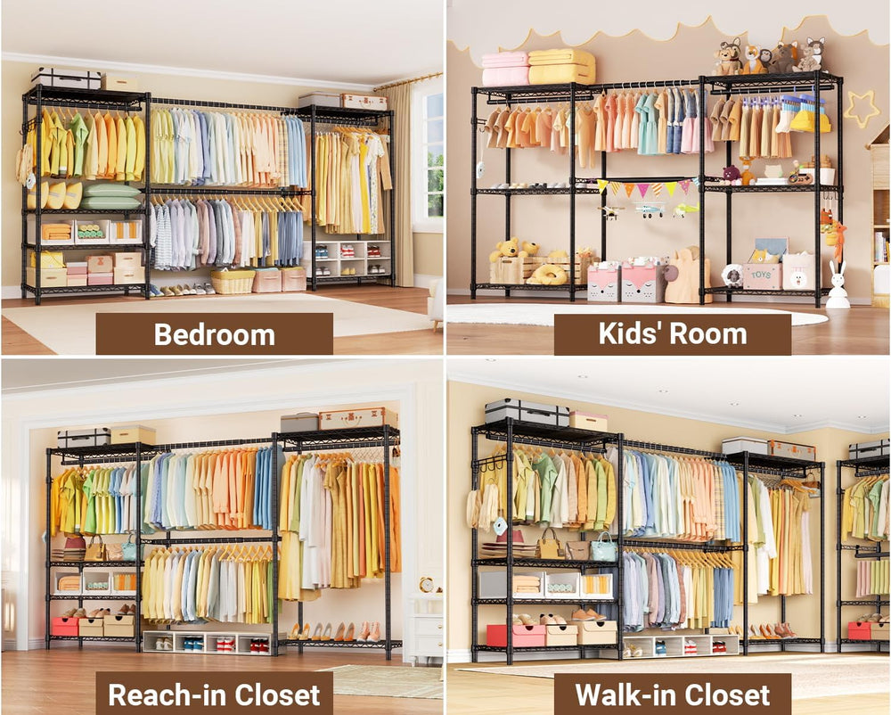 Clothing Rack for Hanging Clothes: Heavy Duty Clothes Rack, 71.5-91" W E...