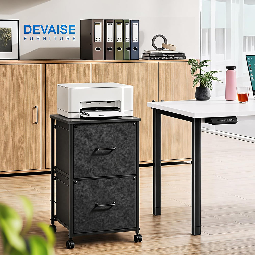 DEVAISE 2 Drawer Mobile File Cabinet, Rolling Printer Stand