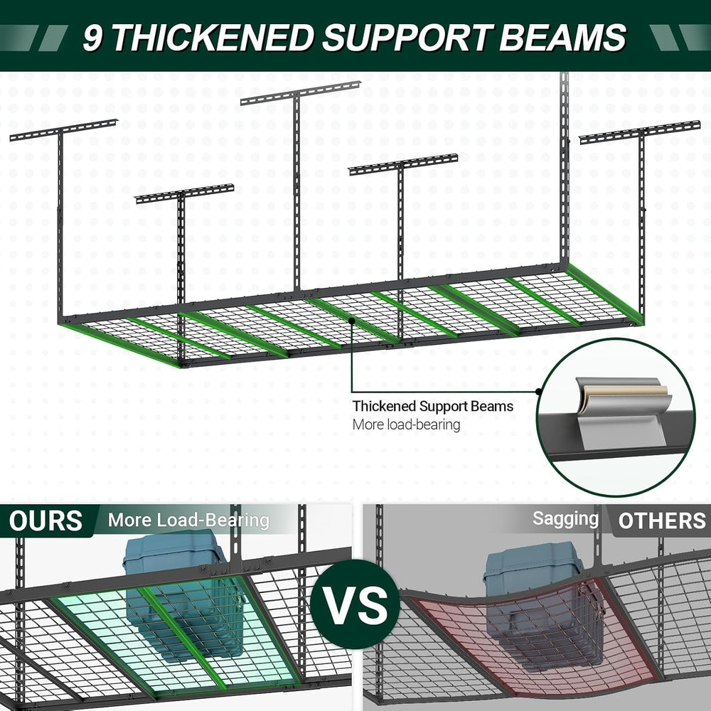 4x8 FT Overhead Garage Storage Rack,750LBS Weight Capacity