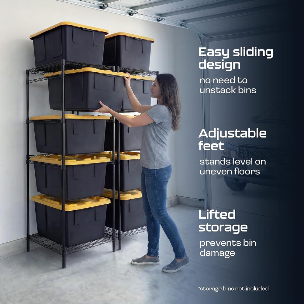 MonsterRAX 2-Pack 5-Tier NSF Bin Rack for 27-Gal Totes, Black
