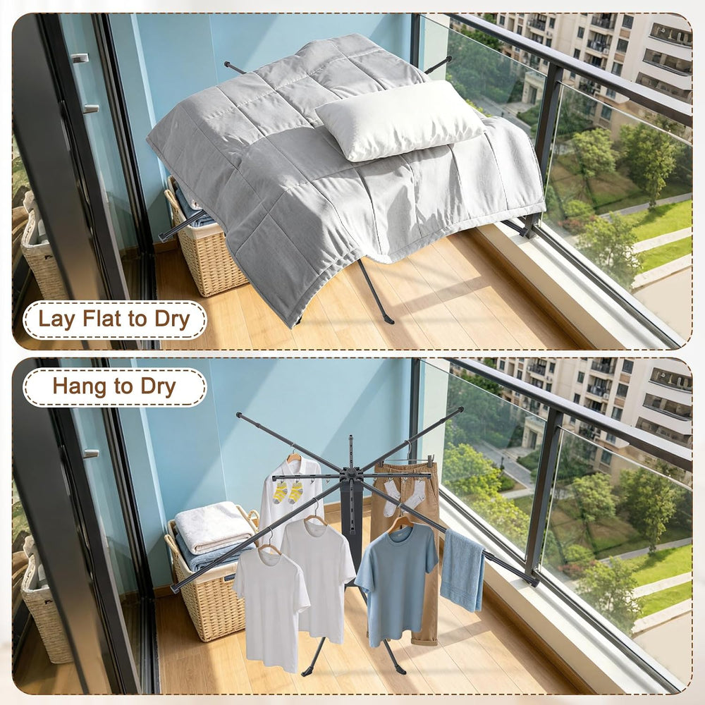 4-Legged Clothes Drying Rack Foldable Extending Laundry Rack,Grey