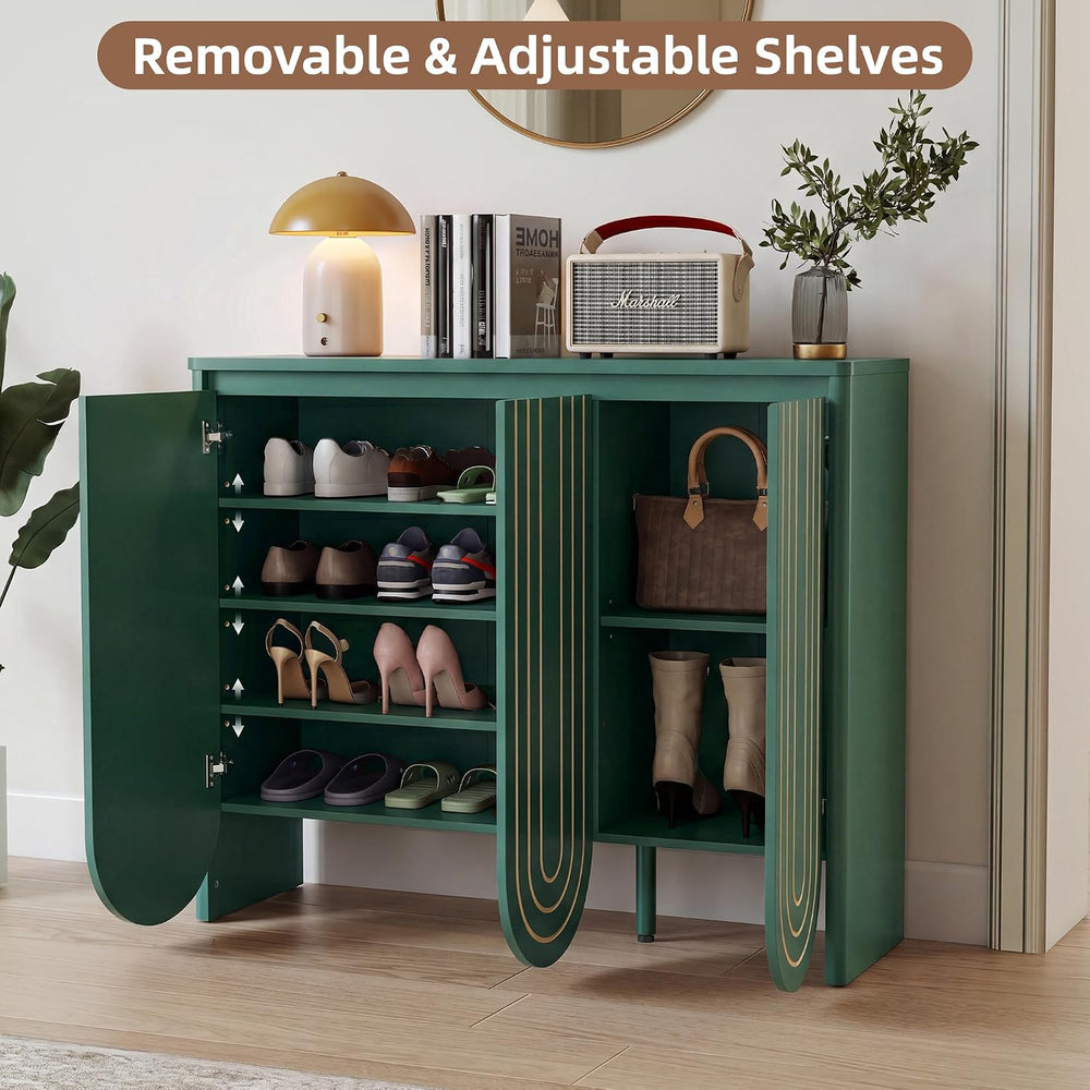 47" Large Shoe Cabinet for Entryway, Shoe Storage Cabinet with Adjustabl...