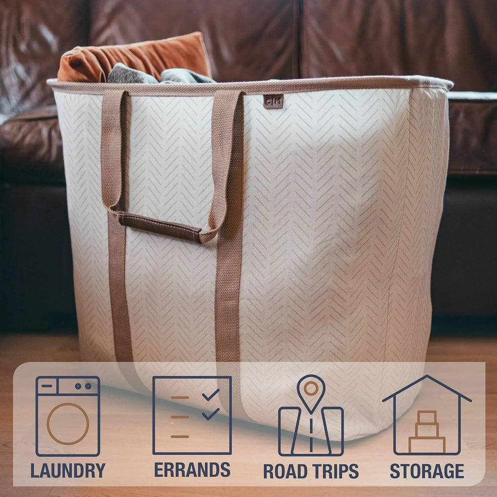 CleverMade Collapsible Fabric Laundry Hamper Premium, Mocha, 2 Pack