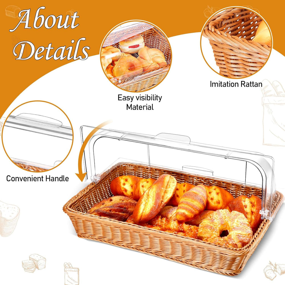 Ziliny 2 Set Wicker Bread Serving Basket, 21.06 x 12.6 Inch, 1 Compartment