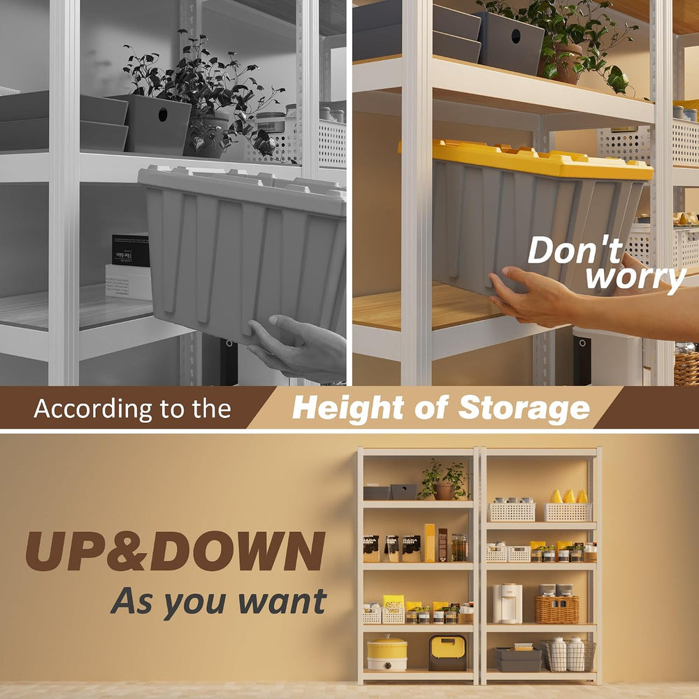 5 Tier Storage Shelves White Metal Garage Shelving 24"W x 16"D x 60...